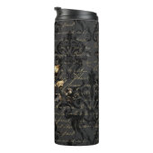 Gotische zwart gouden roos damast elegant thermosbeker (Geroteerd rechts)