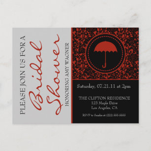 Gotische Zwart & het Rood bloeit Vrijgezellenfeest Uitnodiging Briefkaart