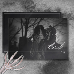 Gotische zwart-wit begraafplaats tot de dood bruil bedankkaart