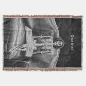 Gotische  zwart-wit grappig skelet deken (Voorkant)