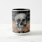 Gotische Zwart & Wit Schedel & Bloemen Mok (Midden)