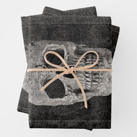 Gotische  zwart-wit textuur schedel tarot inpakpapier vel (In situ)