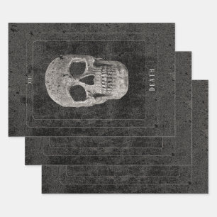 Gotische  zwart-wit textuur schedel tarot inpakpapier vel