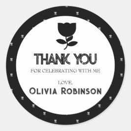 Gotische zwart-wit verjaardag ronde sticker