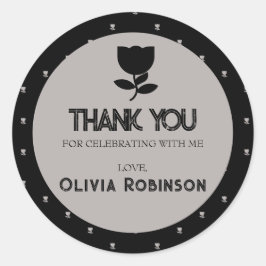 Gotische zwart-wit verjaardag ronde sticker