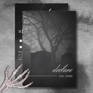 Gotische zwart witte begraafplaats tot de dood gee RSVP kaartje