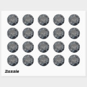 Gotische zwarte bloemen bruiloft ronde sticker (Vel)