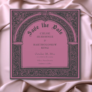 Gotische Zwarte Burgundy Middeleeuwse Tot de Dood  Save The Date