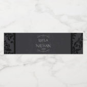 Gotische, zwarte en grijze damast waterfles etiket (Enkel label)