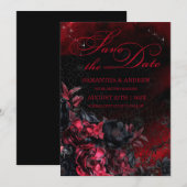 Gotische zwarte en rode bruiloft Save the Date Kaart (Voorkant / Achterkant)