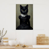 Gotische Zwarte Kat in Jurk Print, Dark Academia Poster (Keuken)
