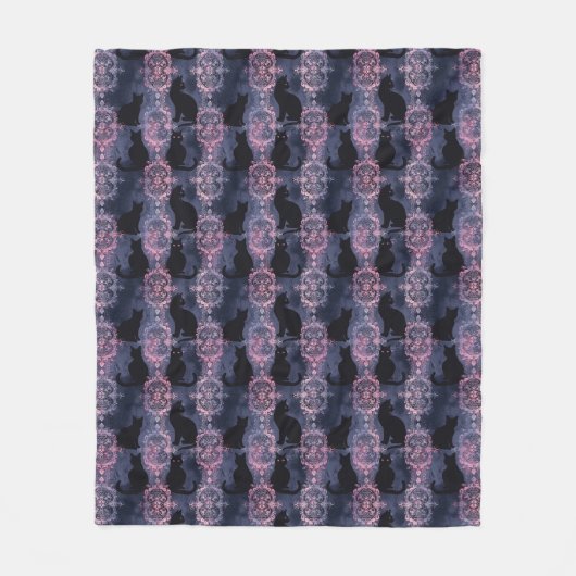 Gotische zwarte katten patten fleece deken (Voorkant)