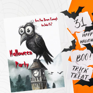 Gotische Zwarte Kraai & Toren Griezelig Halloween Briefkaart