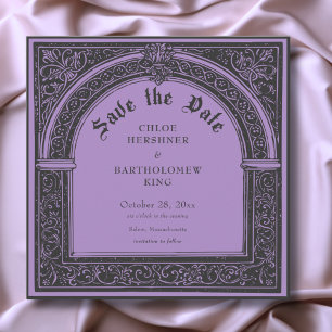 Gotische Zwarte Paarse Middeleeuwse Tot de Dood Hu Save The Date