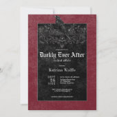 Gotische Zwarte Raaf & Rozen Wijn Bruidsdouche Kaart (Voorkant)