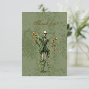 Gotische Zwarte Roos Op Grunge Groen Bedankt