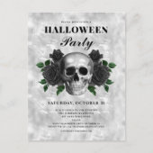 Gotische zwarte Rozen en schedel Halloween Party Briefkaart (Voorkant)