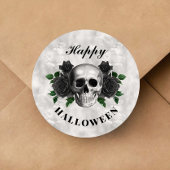 Gotische zwarte Rozen en schedel Halloween Ronde Sticker