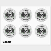 Gotische zwarte Rozen en schedel Halloween Ronde Sticker (Vel)
