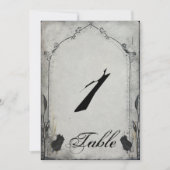 Gotische zwarte rozen latwerk huwelijks tafelnumme kaart (Voorkant)