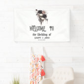 Gotische zwarte Rozen schedels Spandoek (Insitu)