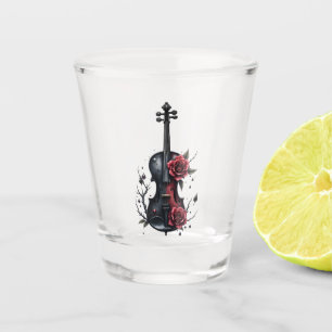 Gotische zwarte viool met rode rozen shot glas