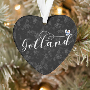 Gotland Drapeau Design de script de coeur, Suède