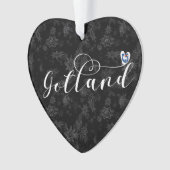 Gotland Drapeau Design de script de coeur, Suède (devant)