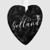 Gotland Drapeau Design de script de coeur, Suède (devant)