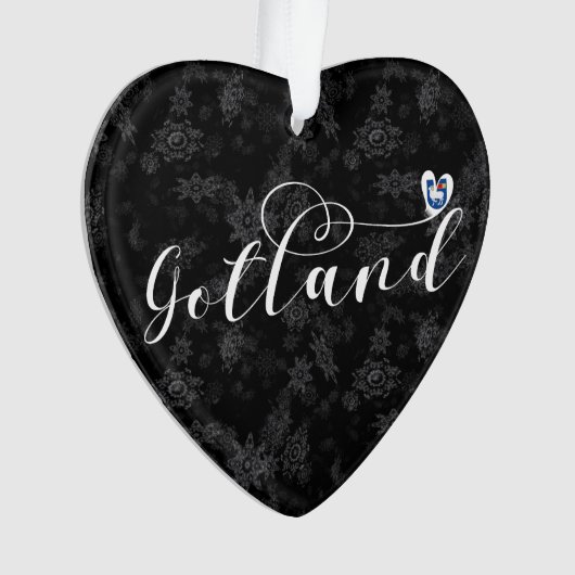 Gotland Drapeau Design de script de coeur, Suède (devant)