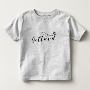 Gotland Flag Heart Script Design, Zweden Kinder Shirts