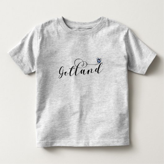 Gotland Flag Heart Script Design, Zweden Kinder Shirts (Voorkant)