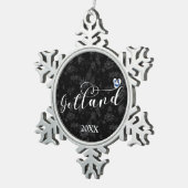 Gotland Flag Heart Script Design, Zweden Tin Sneeuwvlok Ornament (Rechts)
