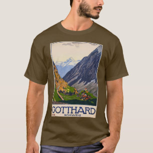 Gotthard Schweiz 1914 poster van het vintage-verke T-shirt