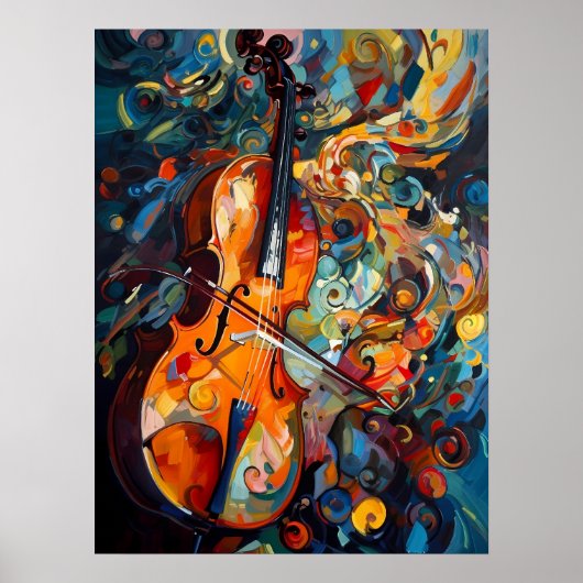 Gouache Art Coloré Cello Poster Imprimer (Devant)