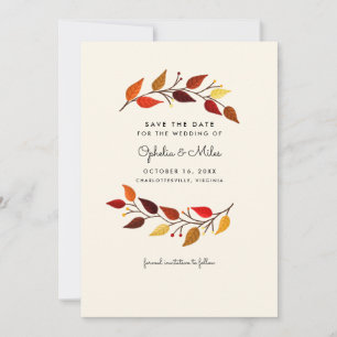 Gouache Autumn Branches Wedding Save the Date