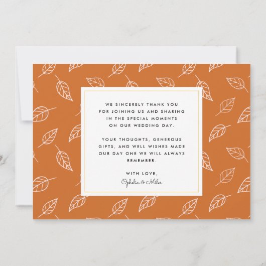 Gouache Autumn quitte un seul Carte de remerciemen (Dos)