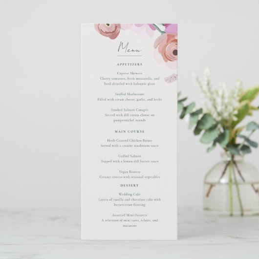 Gouache Blossoms Flat Menu (Staand voorkant)
