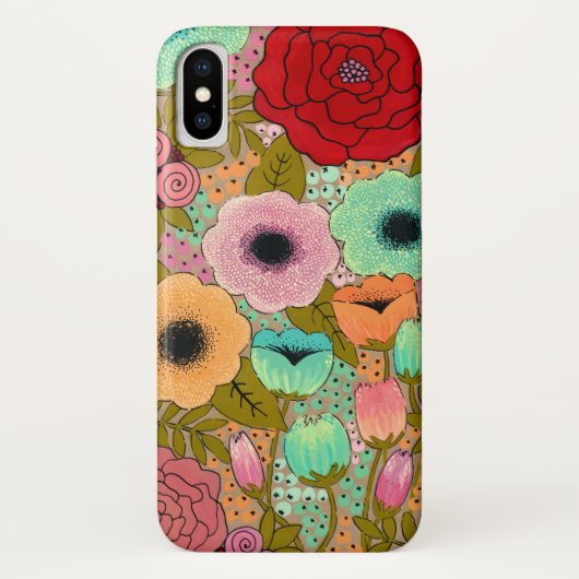 Gouache Floral Peint Garden iPhone X Coque (Dos)