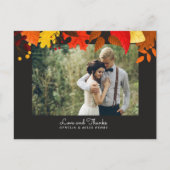Gouache herfst bladeren op zwarte bruiloft dank u briefkaart (Voorkant)