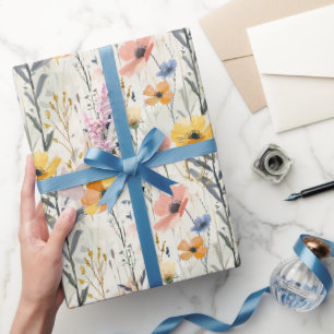 Gouache Meadow Flowers Patroon Cadeaupapier