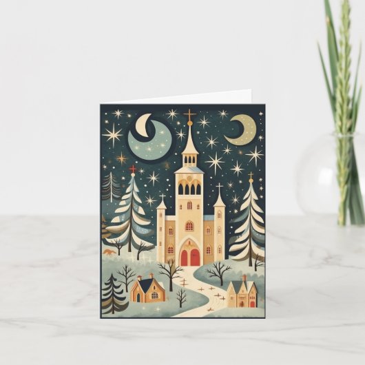 Gouache  Retro Kerst Kaart (Voorkant)