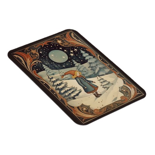 Gouache Retro Kerst Magneet (Rechterzijde)