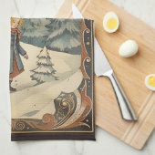 Gouache Retro Kerst Theedoek (Quarter Fold)