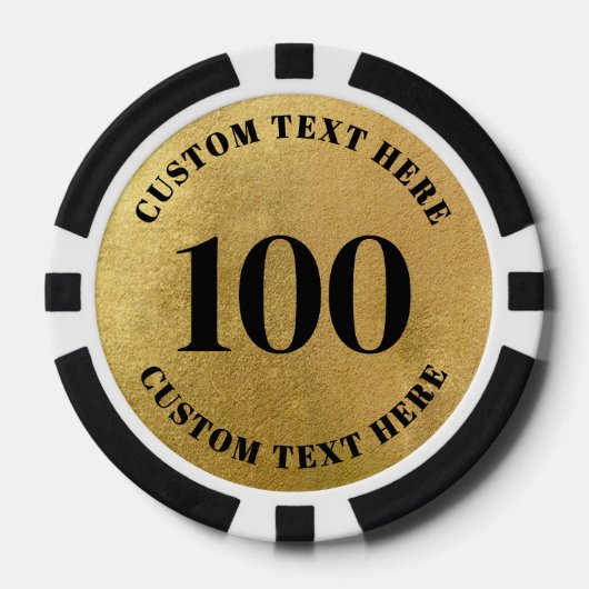 Goud 100 Genummerd Poker Chips (Voorkant)