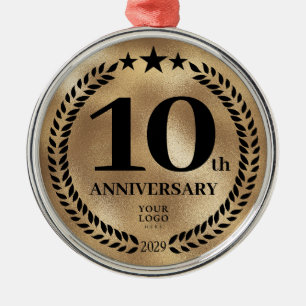 Goud 10e Jubileum Zakelijke Logo Kerst Metalen Ornament