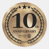 Goud 10e Jubileum Zakelijke Logo Sticker (Voorkant)