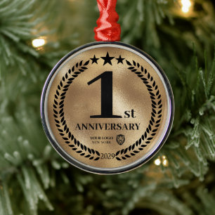Goud 1e Jubileum Zakelijke Logo Kerst Metalen Ornament