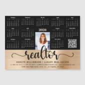 Goud 2026 Kalender Realtor Foto QR Code Magnet (Voorkant)