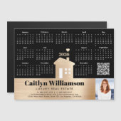 Goud 2026 Kalender Realtor Foto QR Code Magnet (Voorkant / Achterkant)